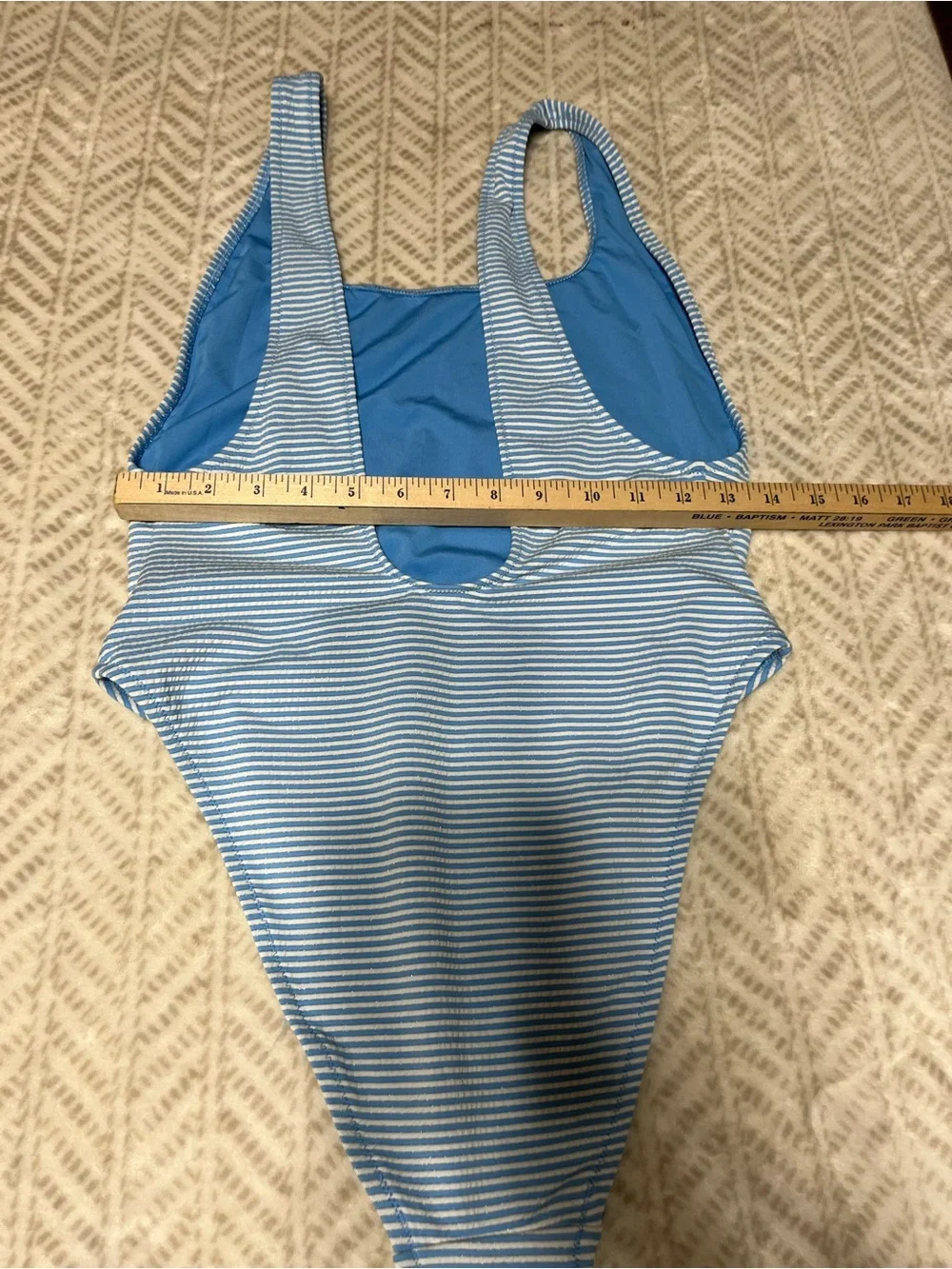 Aerie Large Blue and White Striped One-Piece Swimsuit